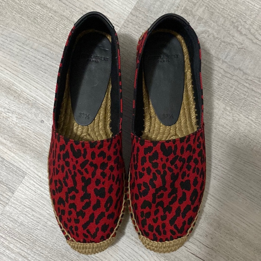 NWB YSL red cheetah print espadrilles. Size 37.5